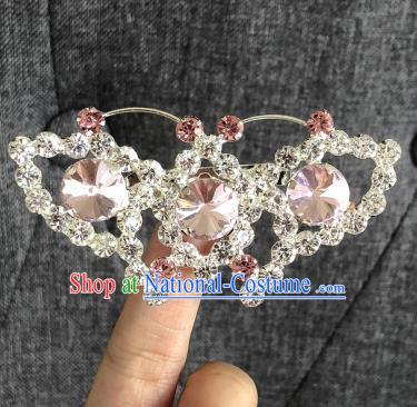 Chinese Traditional Peking Opera Diva Pink Crystal Butterfly Brooch Jewelry Accessories Ancient Princess Breastpin for Women