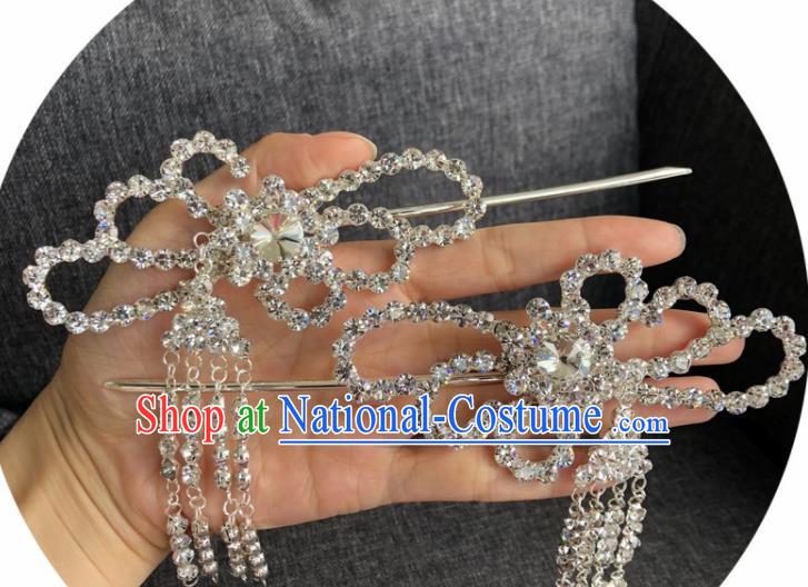 Chinese Traditional Peking Opera Diva Hair Accessories Ancient Crystal Tassel Hairpins for Women