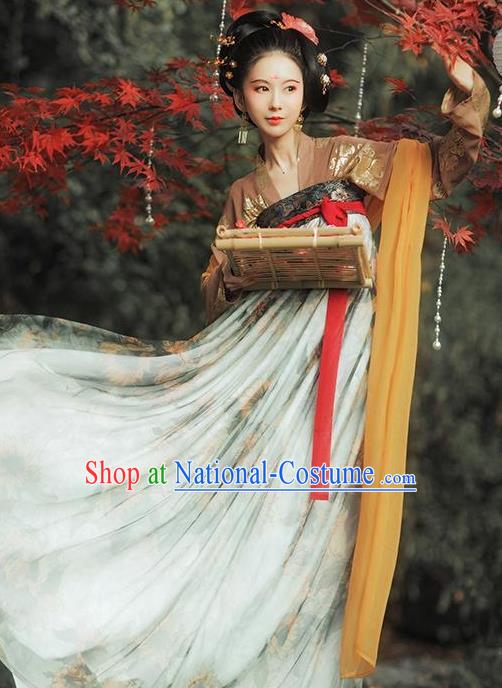 Chinese Traditional Tang Dynasty Imperial Concubine Historical Costumes Ancient Peri Hanfu Dress for Women