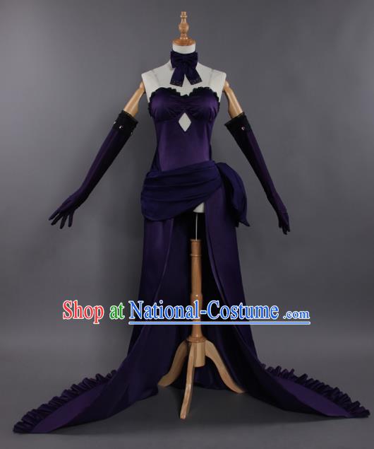 Chinese Traditional Cosplay Female Knight Costumes Ancient Swordswoman Purple Dress for Women