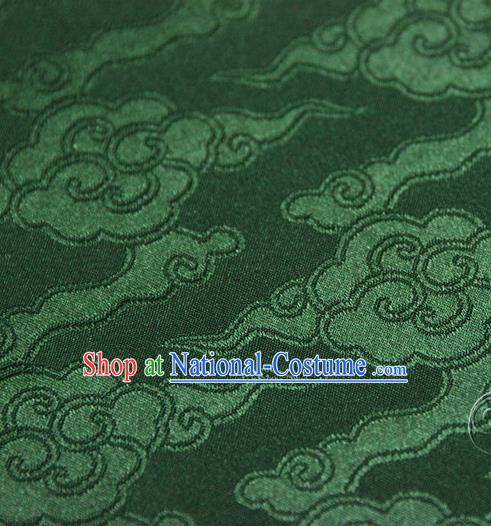 Asian Chinese Traditional Pattern Fabric Ancient Hanfu Atrovirens Brocade Silk Fabric Drapery Material