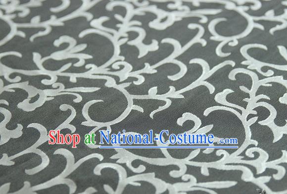 Asian Chinese Traditional Pattern Fabric Ancient Hanfu Jacquard Weave Grey Brocade Silk Fabric Drapery Material