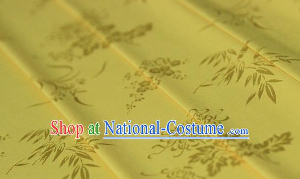 Asian Chinese Traditional Pattern Yellow Silk Fabric Ancient Hanfu Jacquard Brocade Fabric Drapery Material