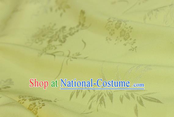 Asian Chinese Traditional Pattern Light Yellow Silk Fabric Ancient Hanfu Jacquard Brocade Fabric Drapery Material