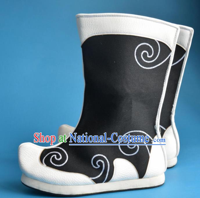 Chinese Traditional Beijing Opera Takefu Shoes Ancient Swordsman Black Boots for Men