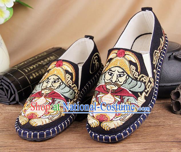 Chinese National Shoes Traditional Cloth Shoes Embroidery Black Shoes for Men