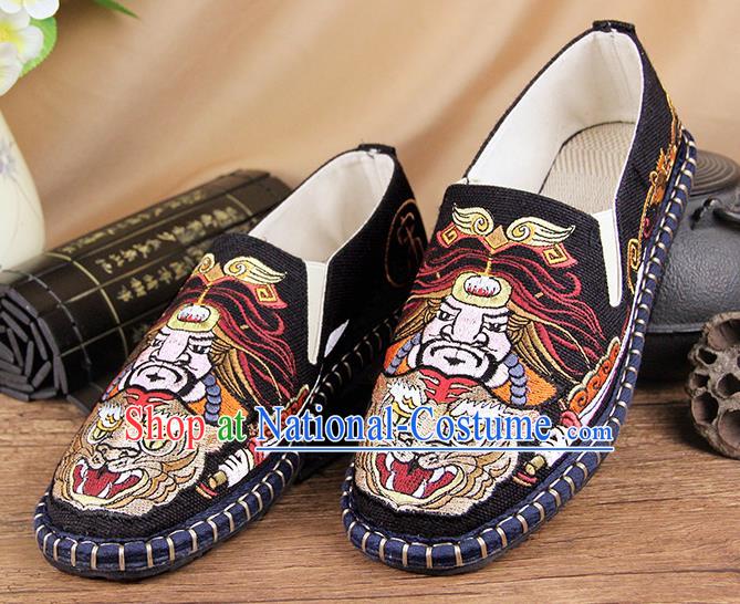 Chinese National Shoes Traditional Black Cloth Shoes Embroidery Multi-layered Shoes for Men