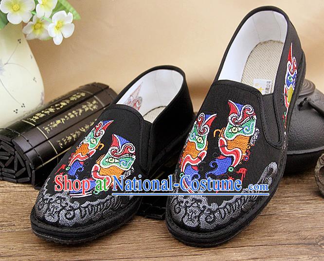 Chinese National Shoes Traditional Black Cloth Shoes Embroidery Shoes for Men