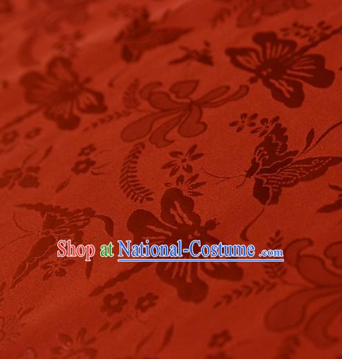 Asian Chinese Traditional Red Jacquard Silk Fabric Ancient Hanfu Brocade Fabric Drapery Material