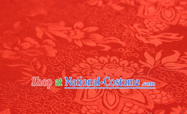 Asian Chinese Traditional Red Silk Fabric Ancient Hanfu Jacquard Brocade Fabric Drapery Material