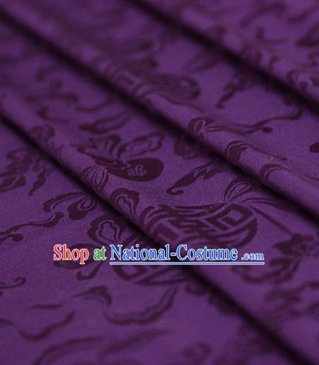 Asian Chinese Traditional Purple Silk Fabric Ancient Hanfu Jacquard Brocade Fabric Drapery Material