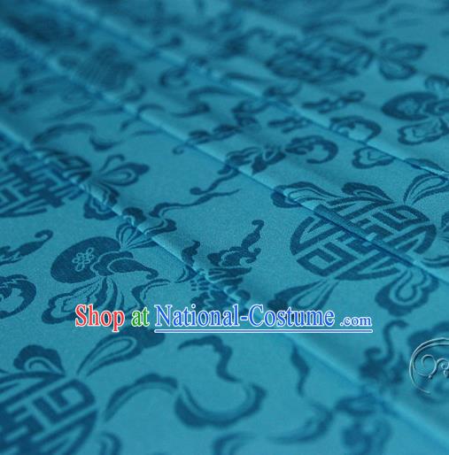 Asian Chinese Traditional Blue Silk Fabric Ancient Hanfu Jacquard Brocade Fabric Drapery Material