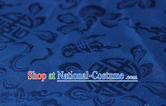 Asian Chinese Traditional Deep Blue Silk Fabric Ancient Hanfu Jacquard Brocade Fabric Drapery Material