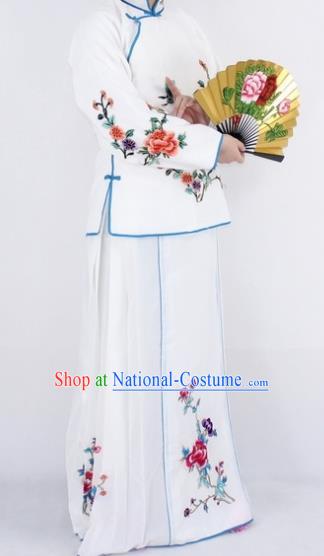 Chinese Traditional Peking Opera Young Lady Costumes Ancient Maidservants White Dress for Women