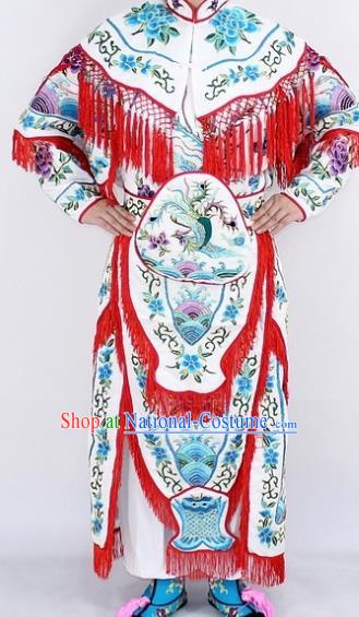 Chinese Traditional Peking Opera Young Lady Costumes Ancient Female General White Dress for Women