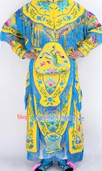 Chinese Traditional Peking Opera Yellow Costumes Ancient Female General Dress for Women