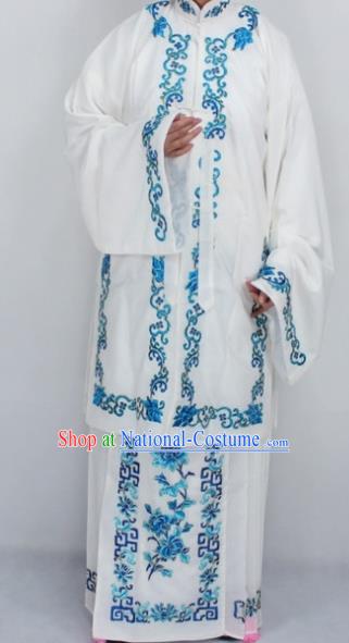 Chinese Traditional Peking Opera Nobility Lady Costumes Ancient Embroidered White Dress for Women