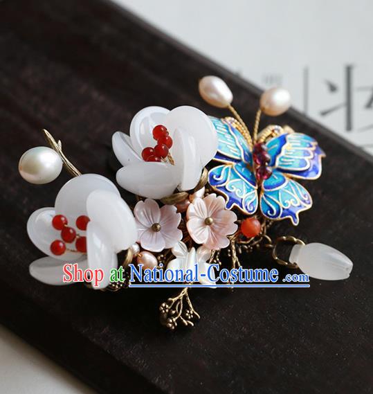 Chinese Traditional Hair Accessories Ancient Handmade Cloisonne Butterfly Hair Claw for Women