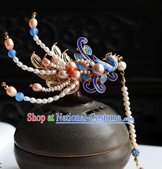 Chinese Traditional Hair Accessories Ancient Handmade Cloisonne Phoenix Hairpins for Women