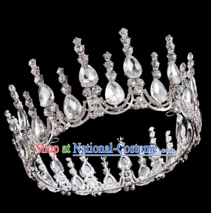 Baroque Wind Retro Hair Accessories Bride Rhinestone Round Royal Crown for Women