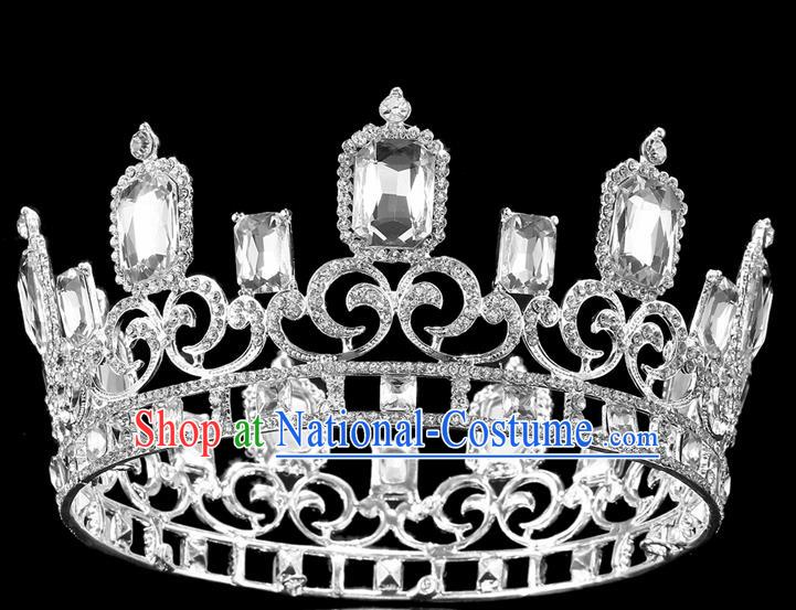 Handmade Wedding Queen Rhinestone Royal Crown Baroque Retro Hair Accessories for Women