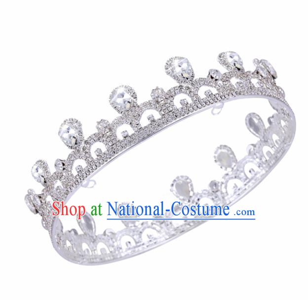 Handmade Wedding Bride Hair Accessories Baroque Princess Retro Crystal Round Royal Crown for Women