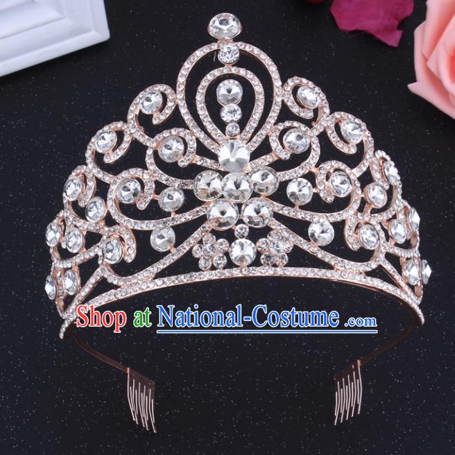 Handmade Wedding Bride Hair Accessories Baroque Princess Retro Crystal Royal Crown for Women