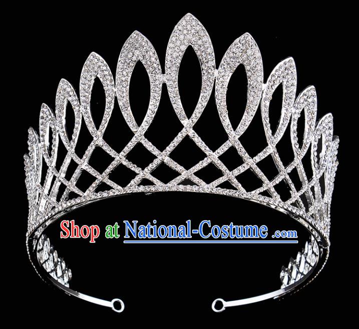 Handmade Wedding Bride Hair Accessories Baroque Queen Retro Rhinestone Royal Crown for Women