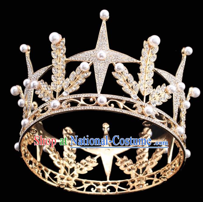 Handmade Bride Wedding Hair Jewelry Accessories Baroque Queen Royal Crown for Women