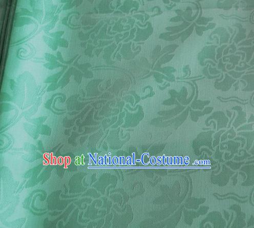 Asian Chinese Traditional Twine Peony Pattern Design Green Brocade Fabric Silk Fabric Chinese Fabric Material