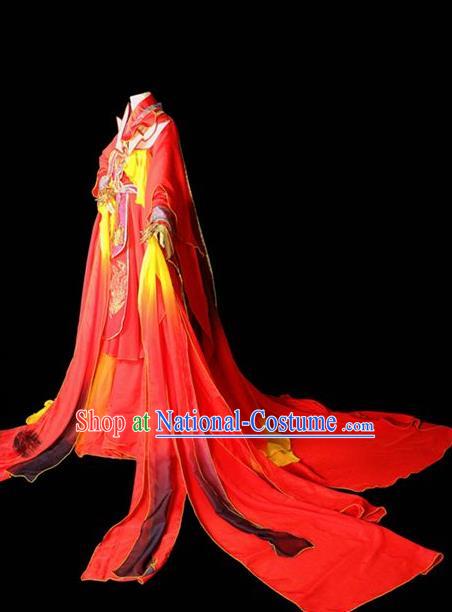 Traditional Chinese Cosplay Costumes Ancient Princess Embroidered Red Hanfu Dress for Women