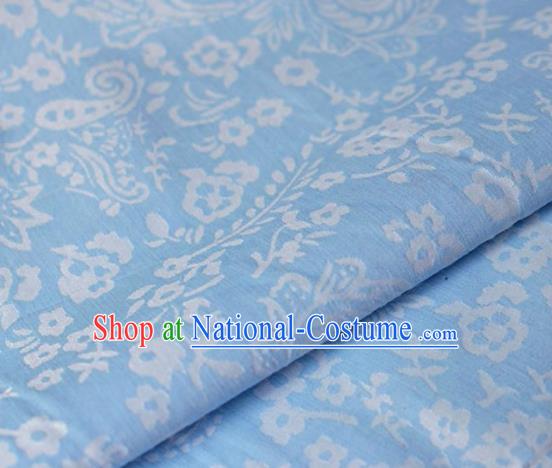 Asian Chinese Fabric Traditional Pattern Design Blue Brocade Fabric Chinese Costume Silk Fabric Material