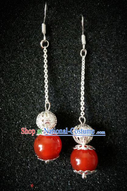 Chinese Traditional Ethnic Eardrop Jewelry Accessories Mongolian Agate Earrings for Women