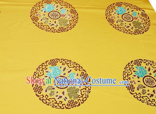 Chinese Traditional Golden Brocade Fabric Asian Peony Pattern Design Satin Cushion Silk Fabric Material