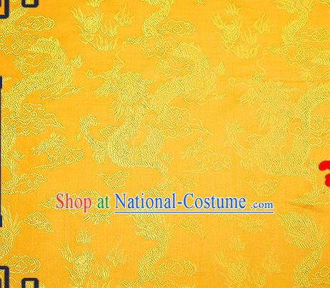 Chinese Traditional Yellow Brocade Fabric Asian Dragons Pattern Design Satin Tang Suit Silk Fabric Material