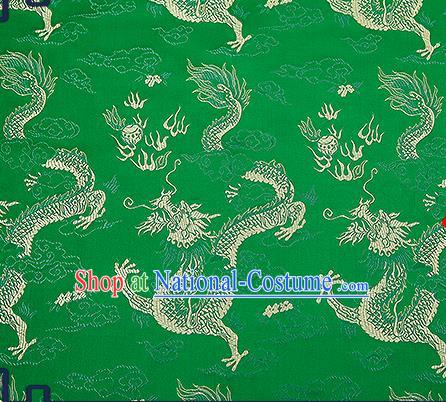 Chinese Traditional Green Brocade Fabric Asian Dragons Pattern Design Satin Tang Suit Silk Fabric Material