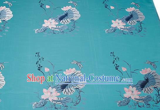 Chinese Traditional Green Brocade Fabric Asian Embroidery Lotus Pattern Design Satin Cushion Silk Fabric Material