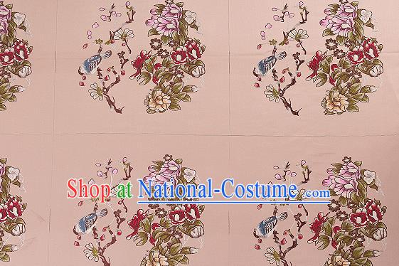 Chinese Traditional Khaki Brocade Fabric Asian Embroidery Pattern Design Satin Cushion Silk Fabric Material