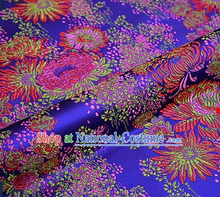 Traditional Chinese Purple Brocade Drapery Classical Fireworks Pattern Design Satin Table Flag Silk Fabric Material