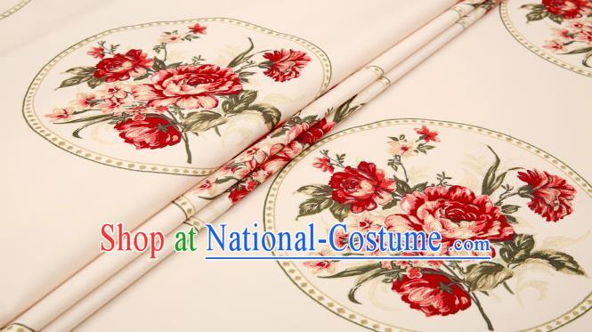 Traditional Chinese Brocade Drapery Classical Red Peony Pattern Design Satin Cushion Silk Fabric Material