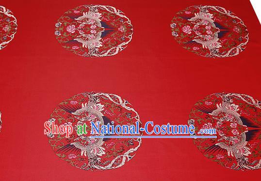 Traditional Chinese Red Brocade Drapery Classical Phoenix Pattern Design Satin Cushion Silk Fabric Material