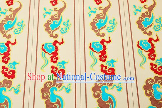 Chinese Traditional Golden Brocade Drapery Classical Clouds Pattern Design Satin Cushion Silk Fabric Material