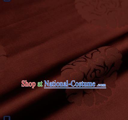 Traditional Chinese Brocade Drapery Classical Pattern Design Brown Satin Qipao Silk Fabric Material