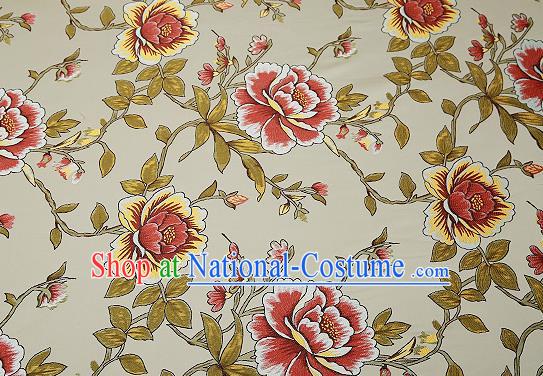 Traditional Chinese Light Blue Satin Brocade Drapery Classical Embroidery Peony Pattern Design Cushion Silk Fabric Material