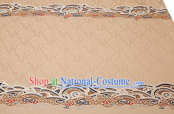 Traditional Chinese Khaki Satin Brocade Drapery Classical Embroidery Clouds Pattern Design Cushion Silk Fabric Material