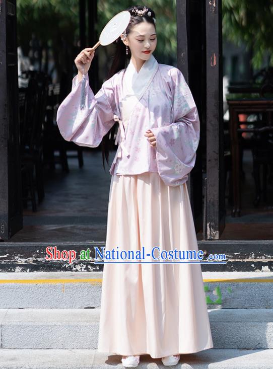 Chinese Ancient Ming Dynasty Nobility Lady Costume Embroidered Blouse and Skirt for Women