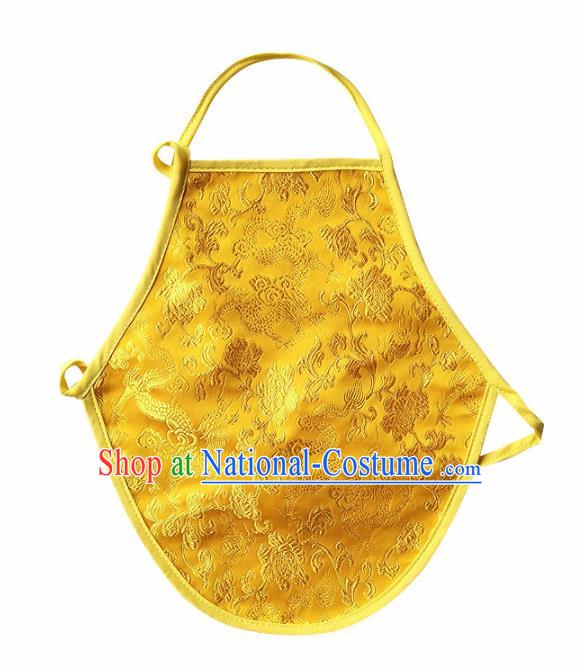 Chinese Classical Brocade Bellyband Traditional Baby Embroidered Yellow Silk Stomachers for Kids