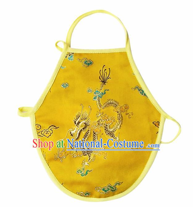 Chinese Classical Brocade Bellyband Traditional Baby Embroidered Dragon Yellow Silk Stomachers for Kids