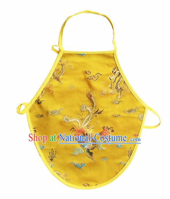 Chinese Classical Brocade Bellyband Traditional Baby Embroidered Phoenix Peony Yellow Silk Stomachers for Kids