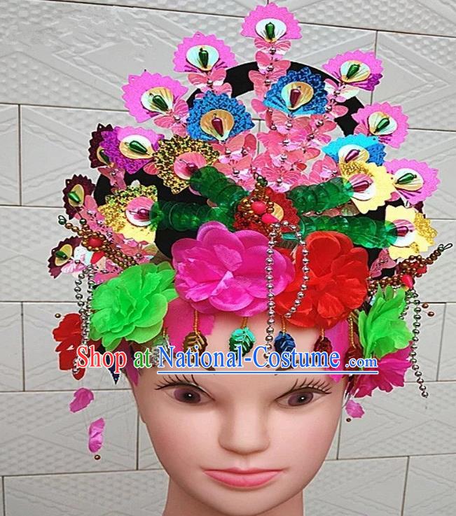 Chinese Traditional Folk Dance Yanko Dance Hair Accessories Peking Opera Headwear for Women